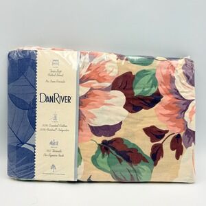 Vintage Dan River American Beauty Twin Fitted Sheet Floral 180TC Made in USA NOS